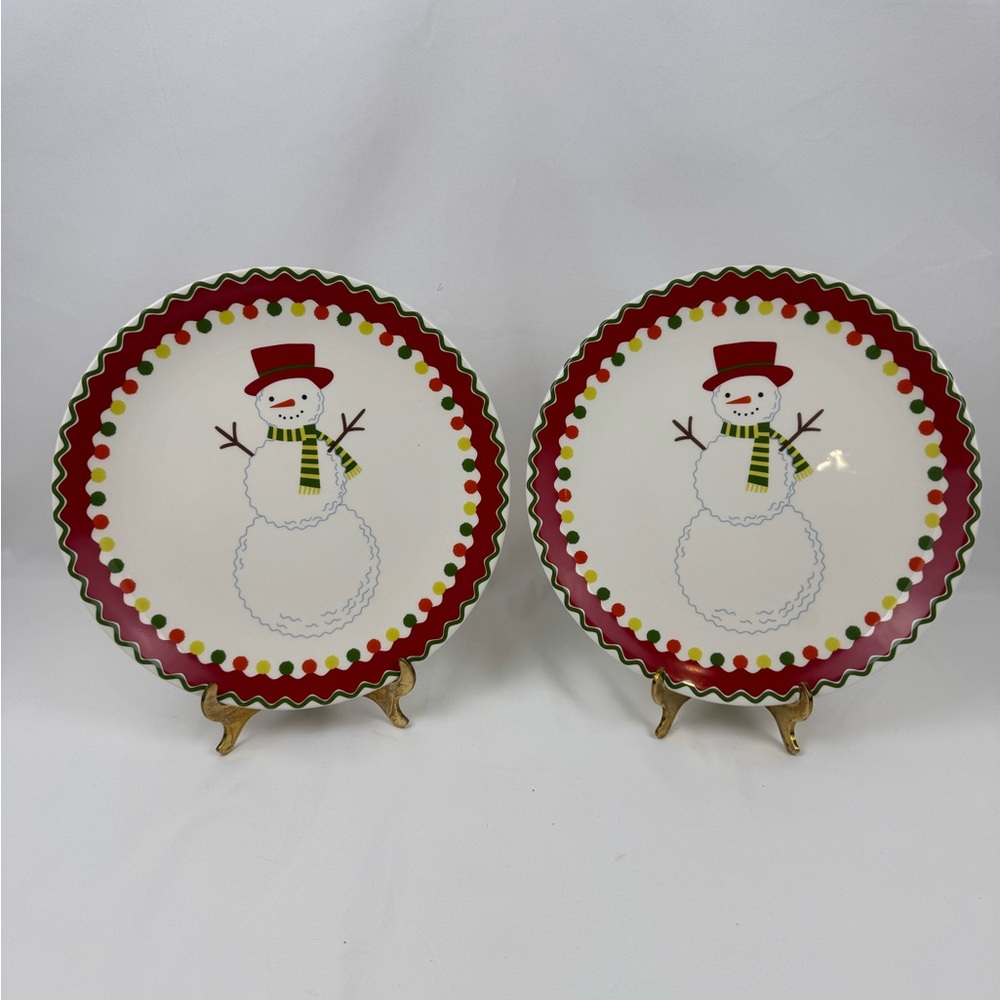 Sur la Table 9 Snowman Plates New